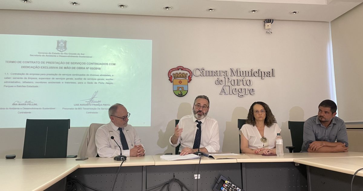 Pedro Ruas, Roberto Robaina, Luciana Genro e Jurandir Silva apresentaram as denúncias à imprensa