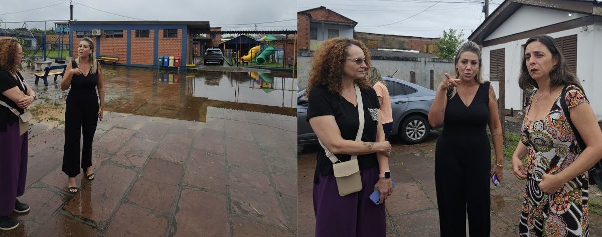 Deputadas do PSOL visitam escola invadida por esgoto após chuvas em Porto Alegre