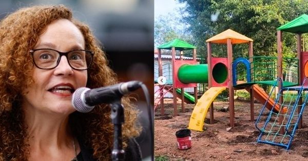 Charqueadas: pracinha começa a ser construída na Escola Ramiro Barcelos com verba de emenda da deputada Luciana Genro