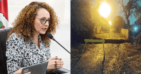 Cratera em rua de Santa Maria gera insegurança a moradores: Luciana Genro questiona Prefeitura