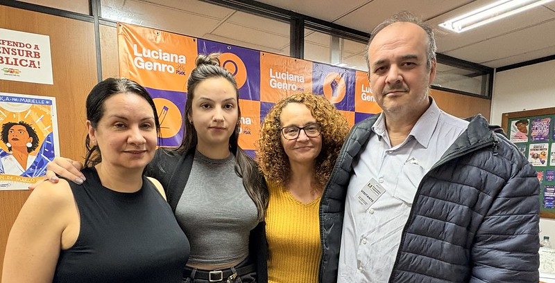 Cibelle, Mariana e Rogério foram ao gabinete de Luciana Genro.