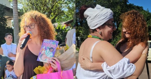 Luciana Genro participa de protesto contra despejo de Mãe de Santo em Charqueadas