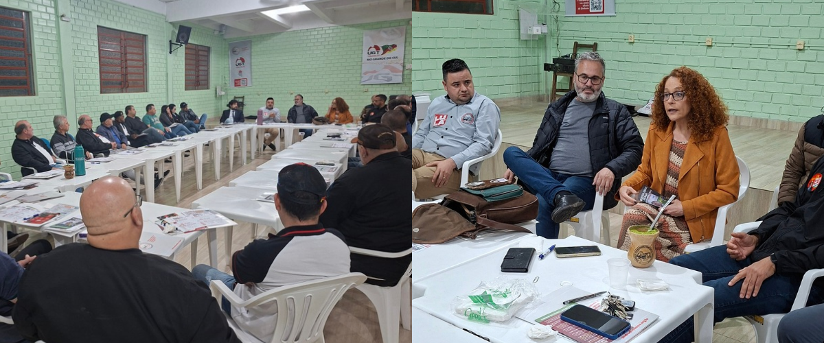 Luciana Genro e Roberto Robaina reforçam a importância da organização sindical em reunião com rodoviários de São Leopoldo